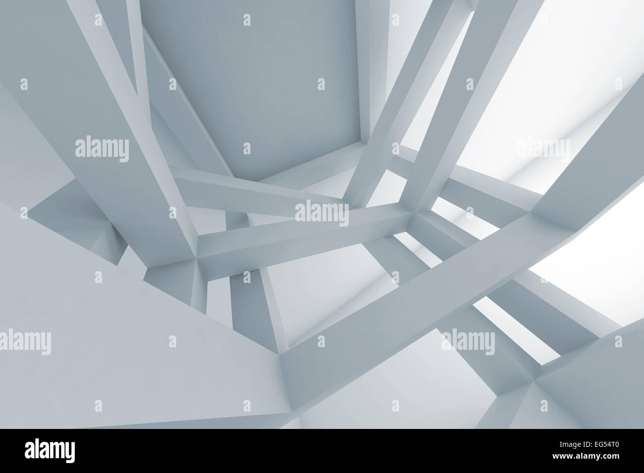 3d Abstract architecture background. Internal space of modern chaotic braced construction Stock Photo