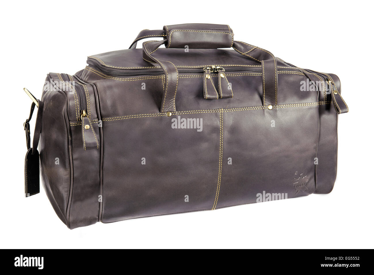 brown Leather carry holdall Stock Photo