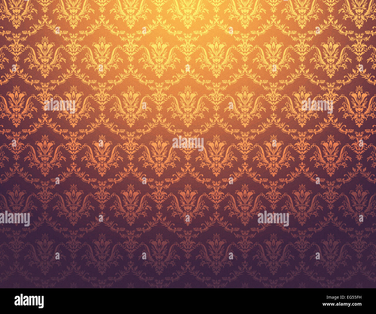 Brownish wallpaper with golden floral pattern Stock Photo