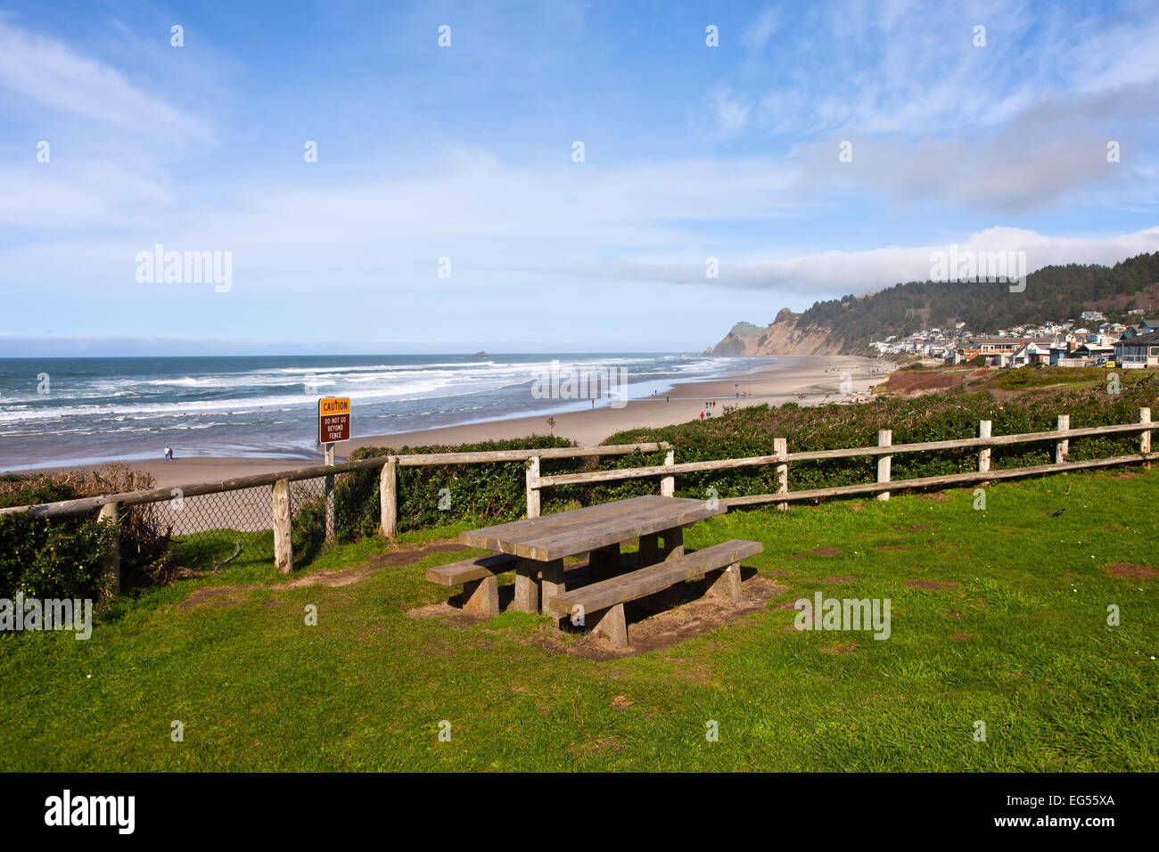 Lincoln City neighborhood homes on the beach front Oregon Stock Photo
