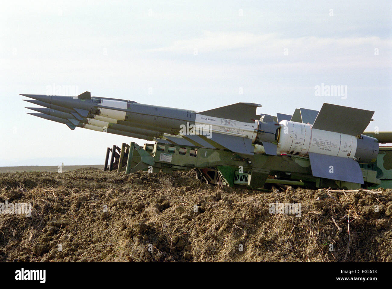 Soviet type anti-aircraft missiles. Chauda, Crimea.1999. Stock Photo
