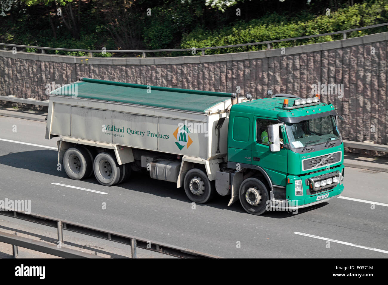 A Midland Quarry Products tipper truck on the A40 in West London, UK. Stock Photo