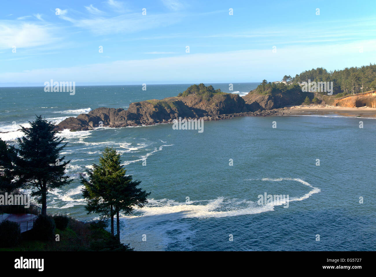 Oregon coast rocks and cliffs water inlet. Stock Photo