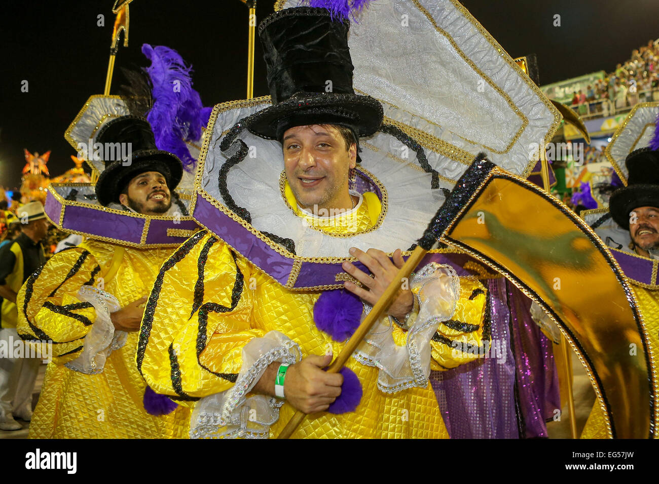 Rio De Janeiro, Brazil. 16th Feb, 2015. Revellers from "Sao Clemente