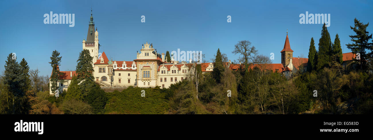 Prague, Chateau Pruhonice panoramic view Stock Photo