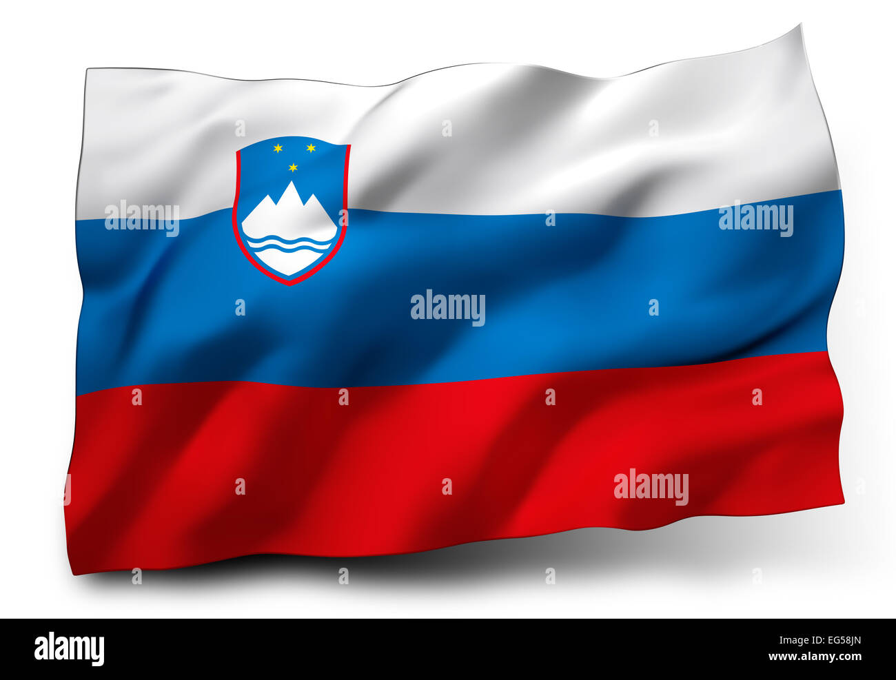 Waving flag of Slovenia isolated on white background Stock Photo - Alamy
