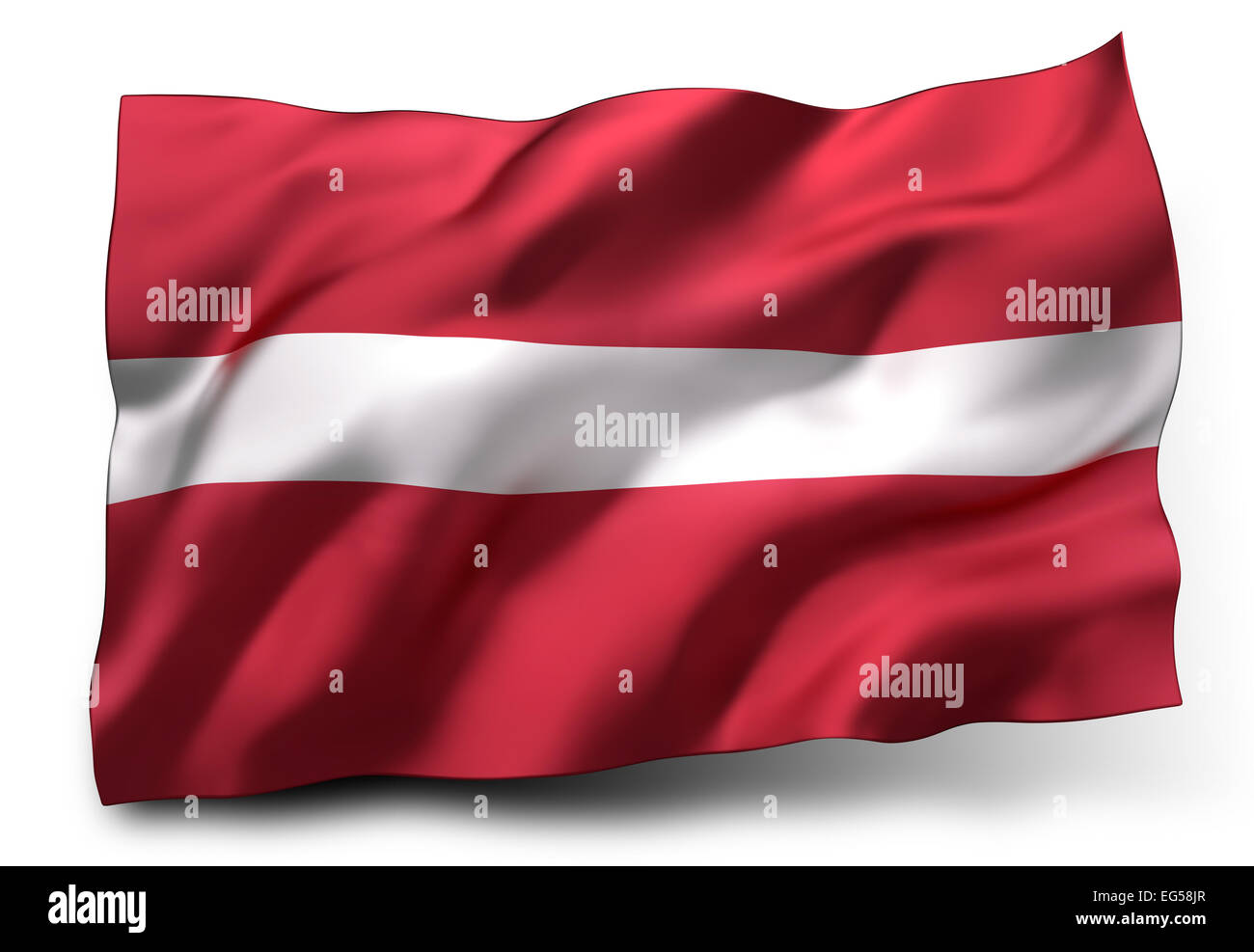 Waving flag of Latvia isolated on white background Stock Photo