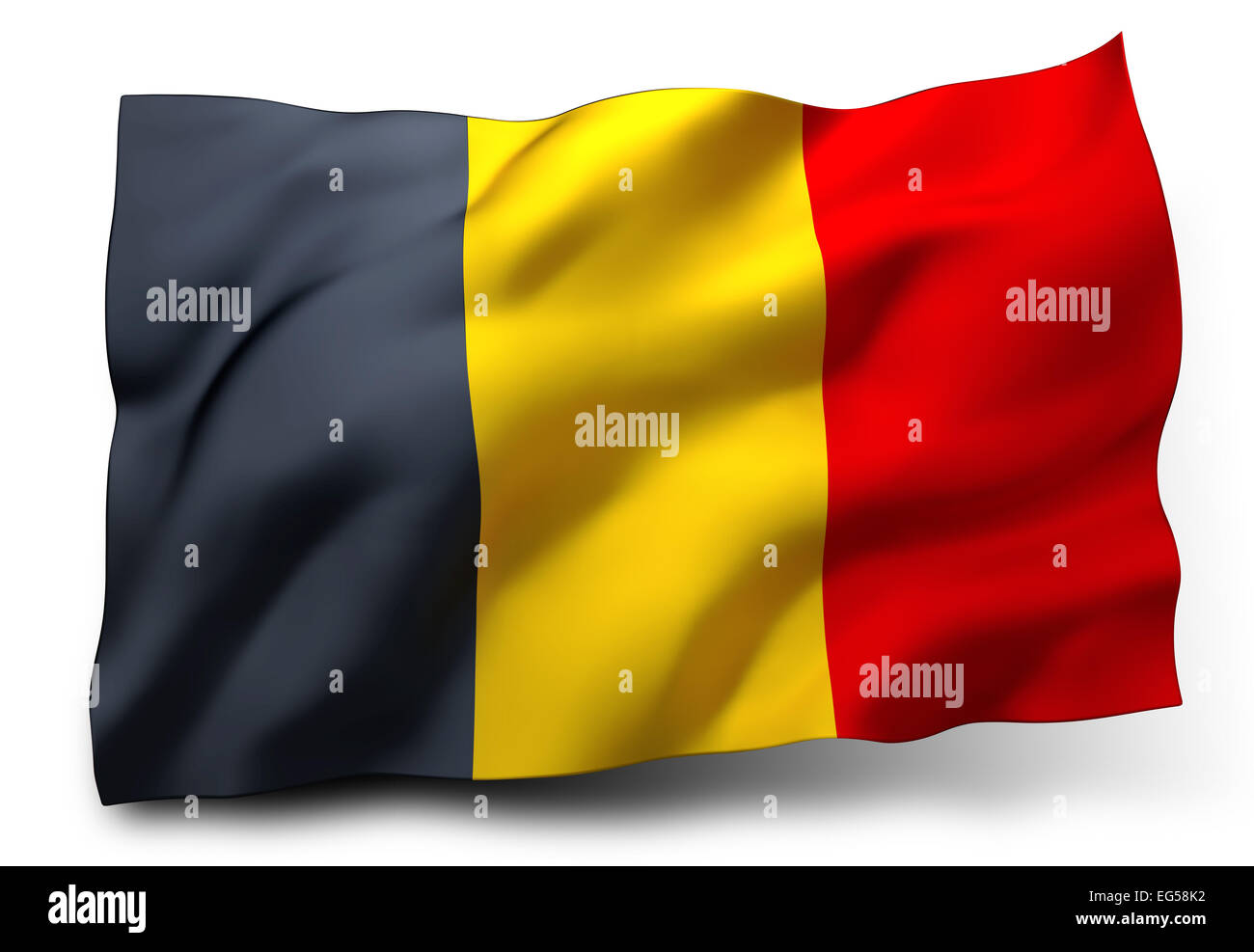 Waving flag of Belgium isolated on white background Stock Photo