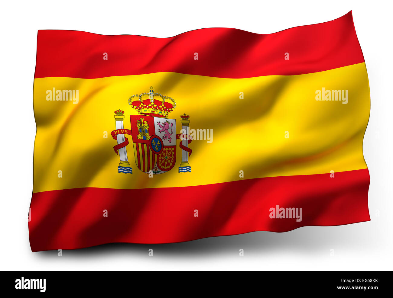 Waving flag of Spain isolated on white background Stock Photo