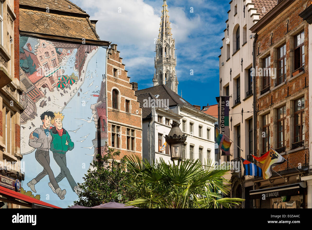 Brussels, Street Cartoon Art Stock Photo