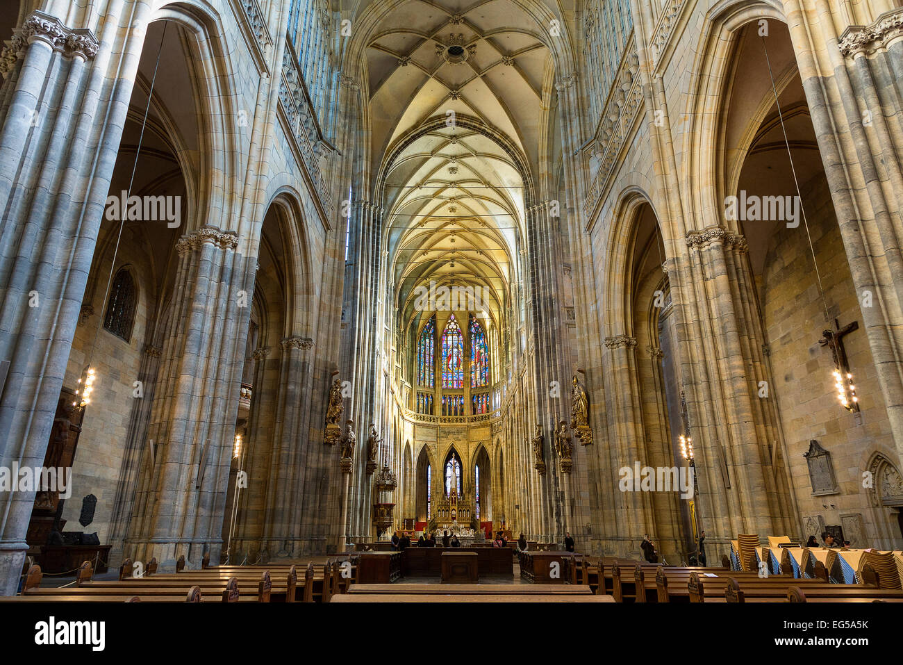 Czech Republic, Prague, St. Vitus Cathedral, the Nave Stock Photo