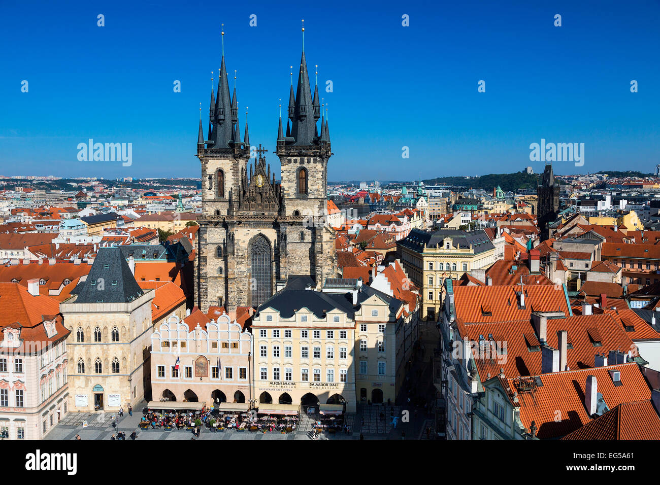 Prague, Old Town Square, Church of Our Lady before tyn Stock Photo