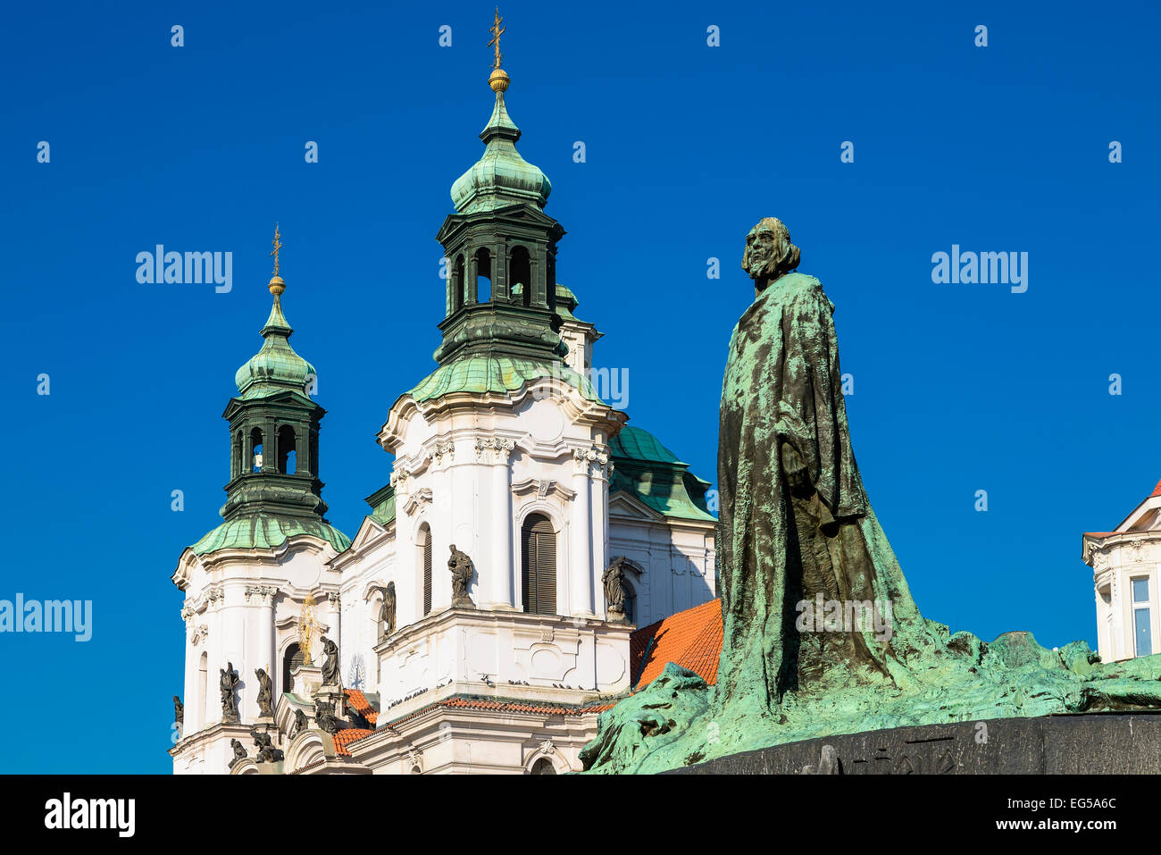 Jan Hus Monument, Staromestke Square, Prague, Cze Stock Photo