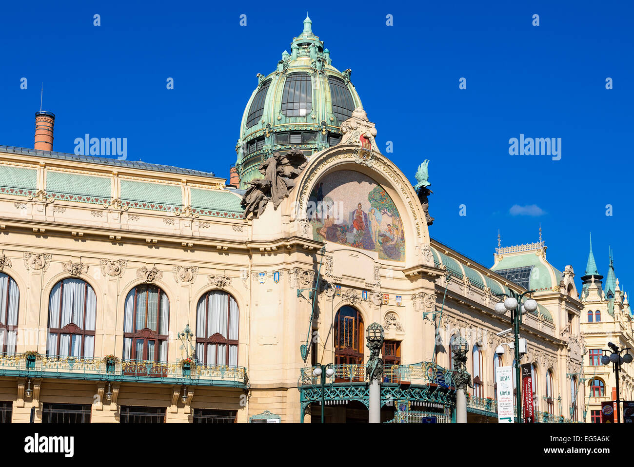 Art Nouveau Municipal House in Old Town Stock Photo
