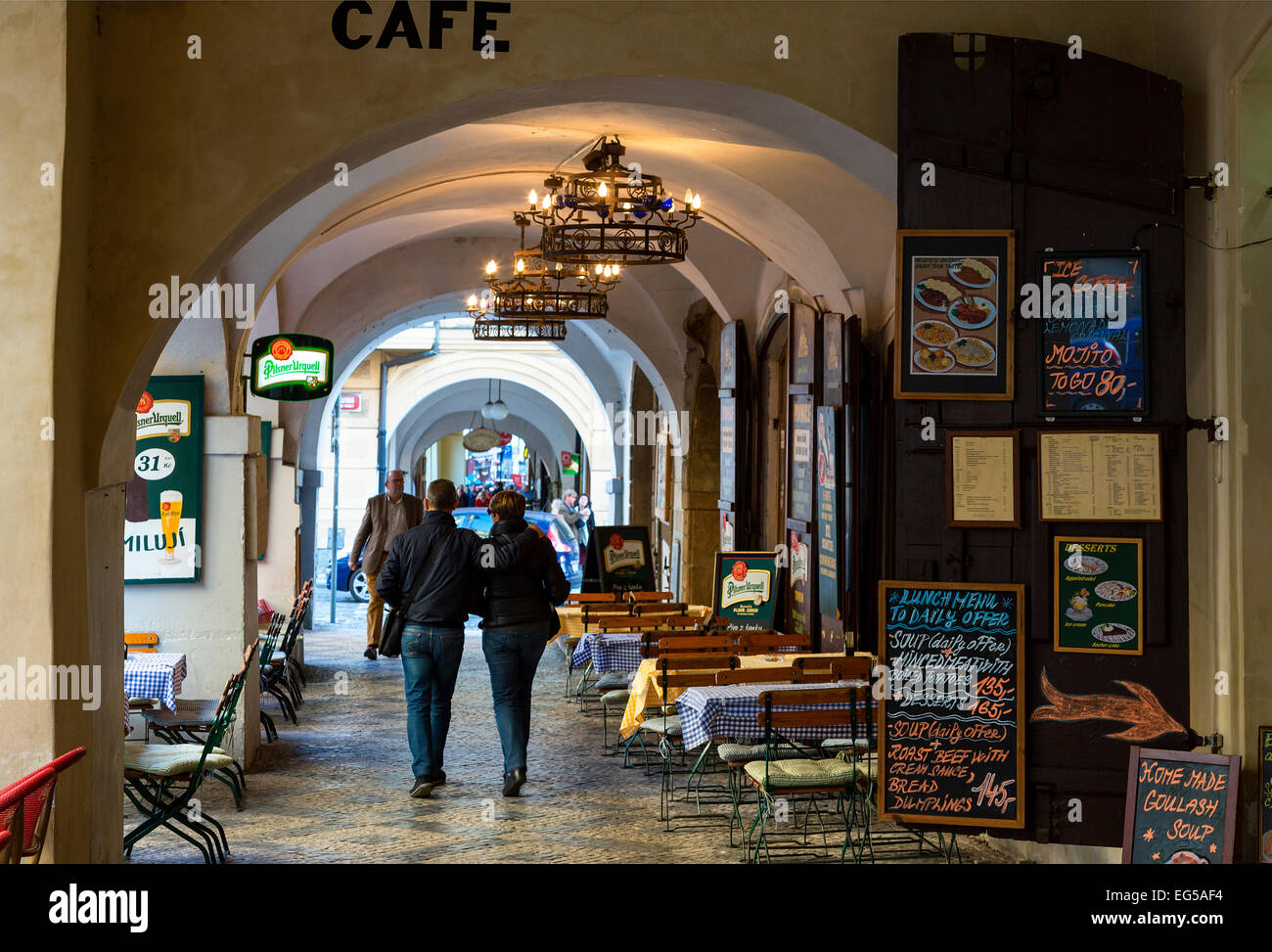 Prague, Arcades at Malostranske namesti Stock Photo
