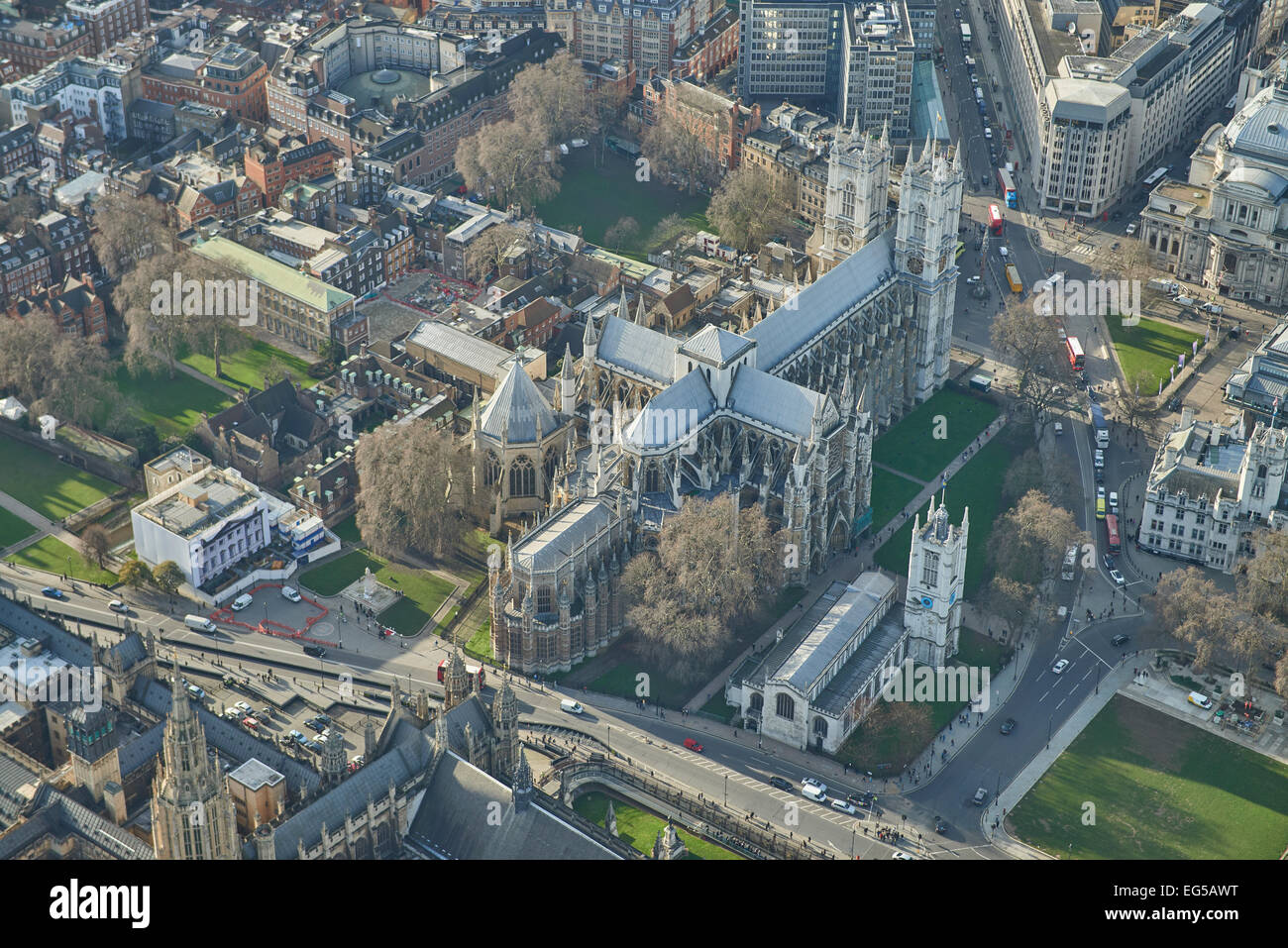 An aerial view of Westminster Abbey Stock Photo