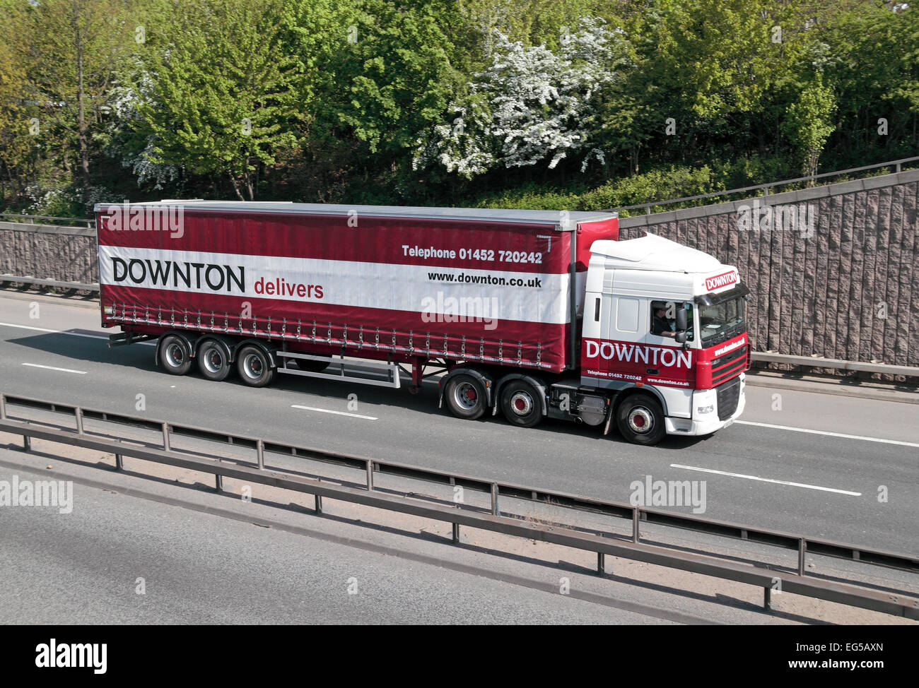 A Downton delivery lorry (CM Downton Haulage Ltd) on the A40 in West London, UK. Stock Photo