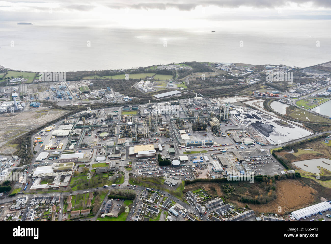 An aerial view of the Dow Corning Chemical Works, Barry, South Wales Stock Photo