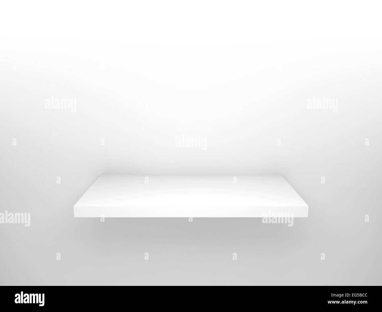 Abstract 3d design element, empty white shelf with soft shadow on the wall Stock Photo