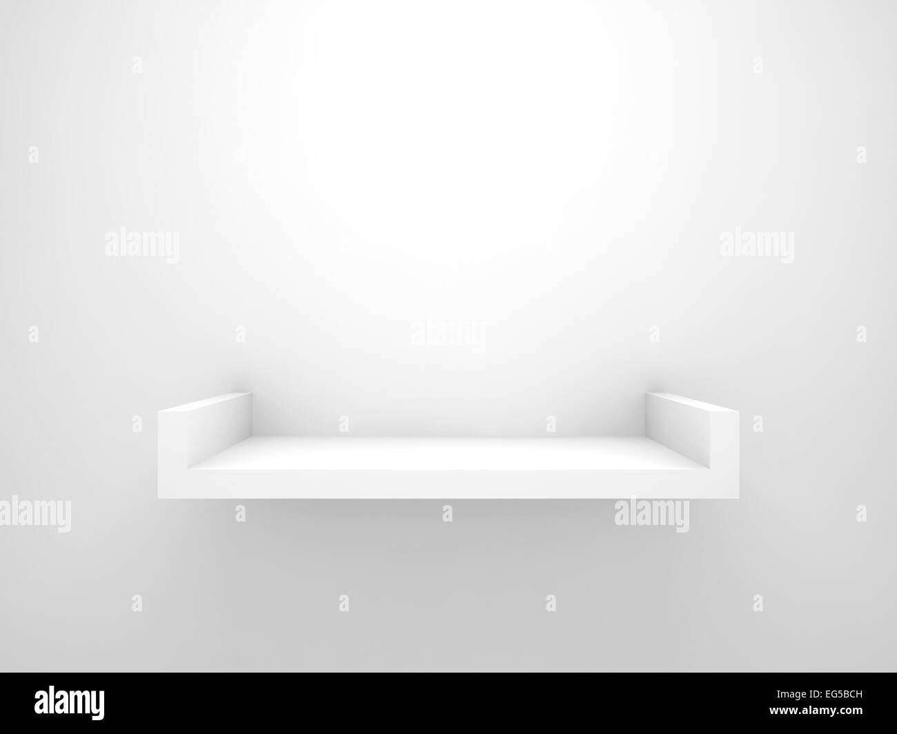 Abstract 3d design element, empty white shelf with soft shadow mounted on the wall Stock Photo