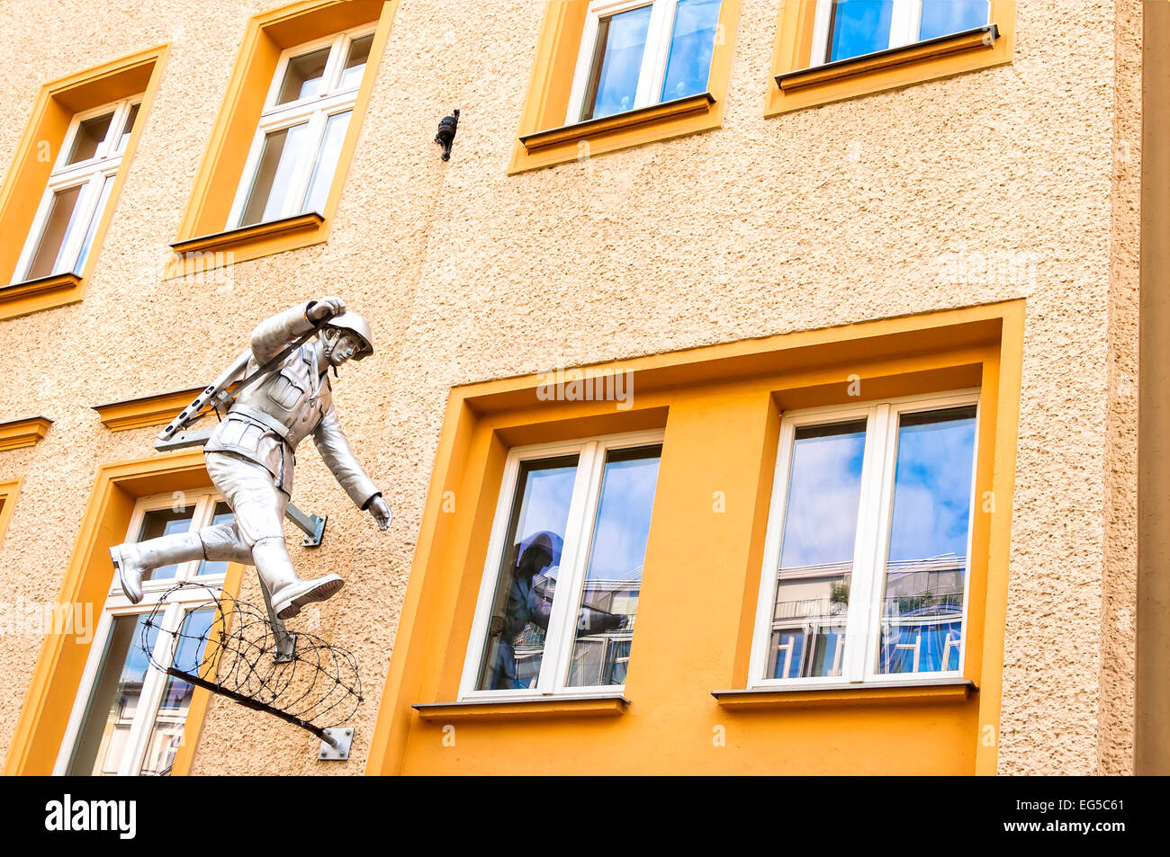 BERLIN, GERMANY JUNE 09, 2013 sculpture called the Mauerspringer Wall