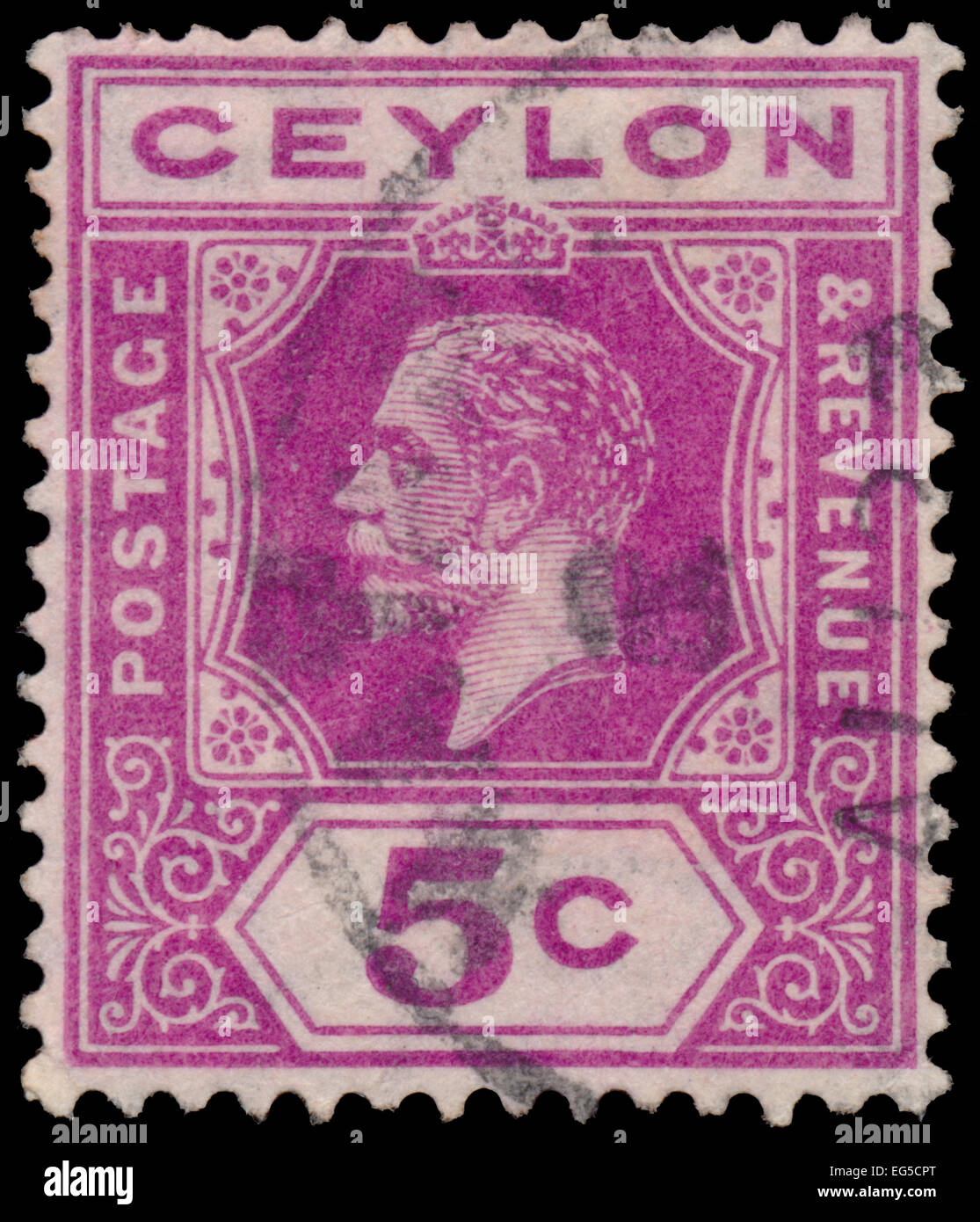 CEYLON CIRCA 1911 A stamp printed in CEYLON shows image of the V was King of the