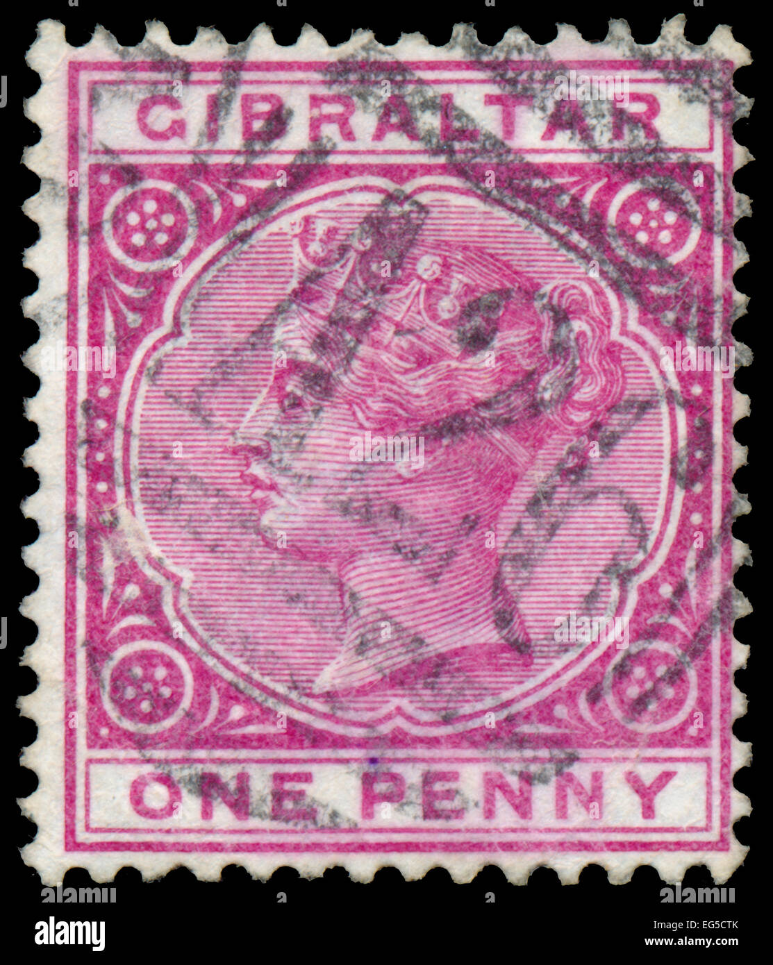 GIBRALTAR - CIRCA 1886: stamp printed by GIBRALTAR, shows Queen ...