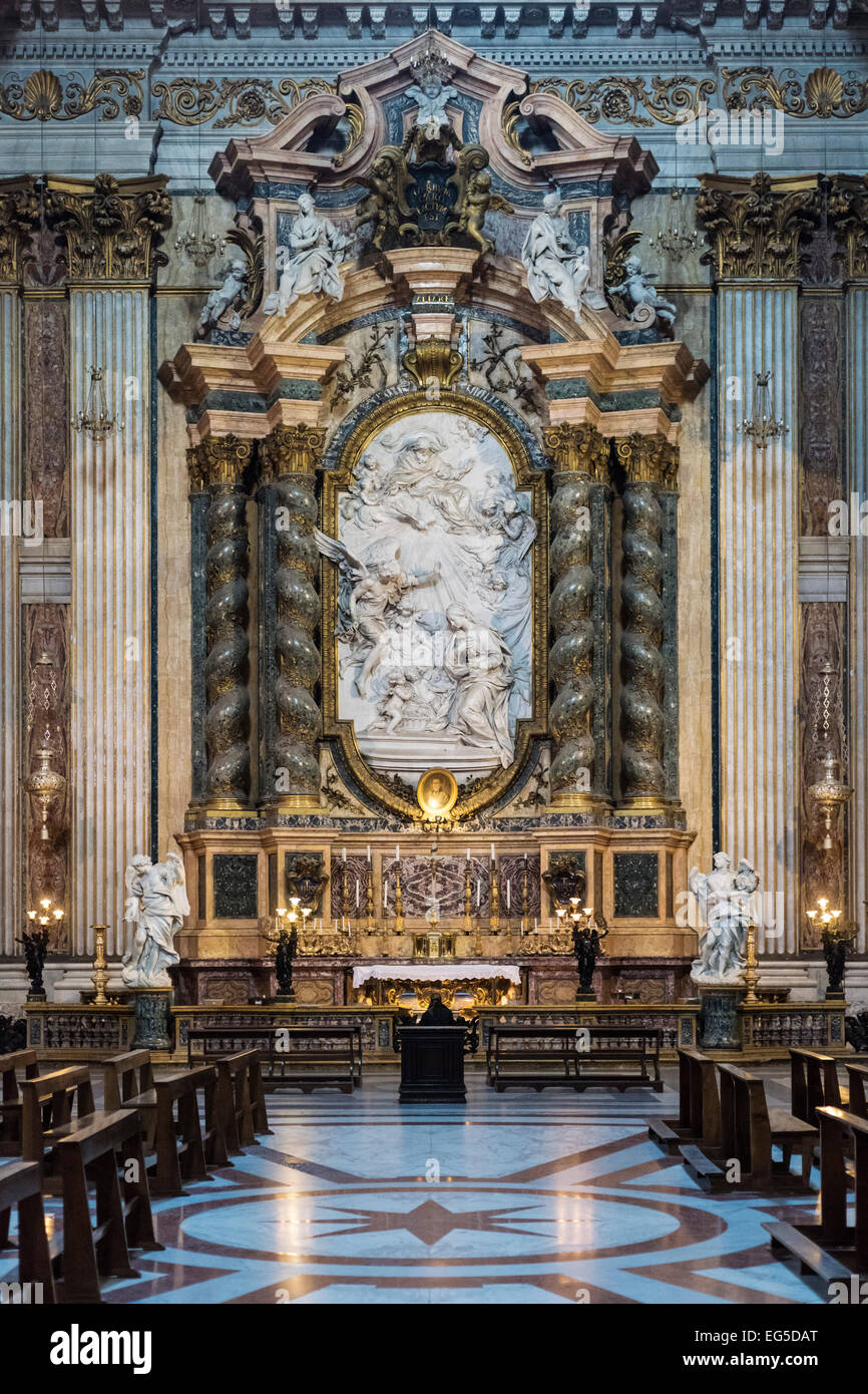 Rome. Italy. Church of St. Ignatius of Loyola at Campus Martius. Left transept chapel of the Annunciation. Chiesa di Sant'Ignazio di Loyola. Stock Photo