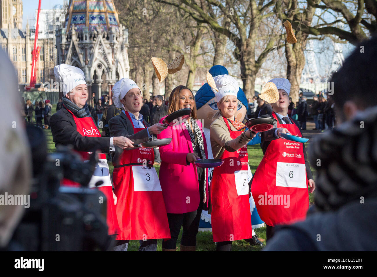 London, UK. 17th Feb, 2015. Parliamentary Pancake Race 2015 Credit:  Guy Corbishley/Alamy Live News Stock Photo