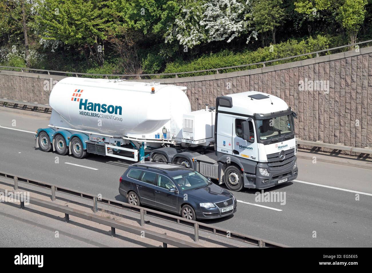 A Hanson (Heidelberg Cement Group) lorry traveling on the A40 in West London. Stock Photo