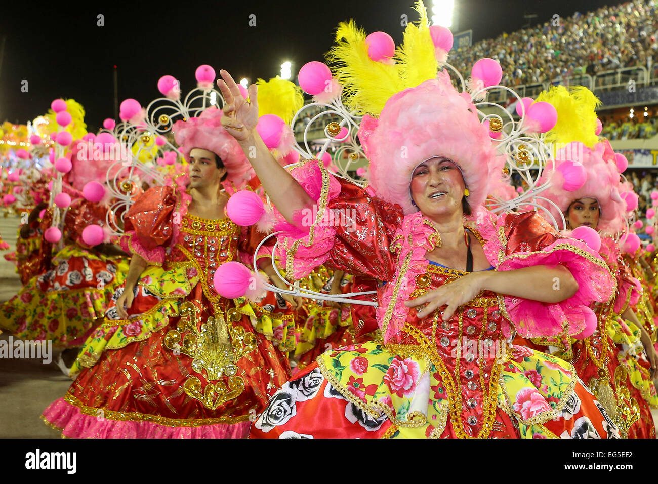 Rio De Janeiro, Brazil. 16th Feb, 2015. Revellers from "Sao Clemente