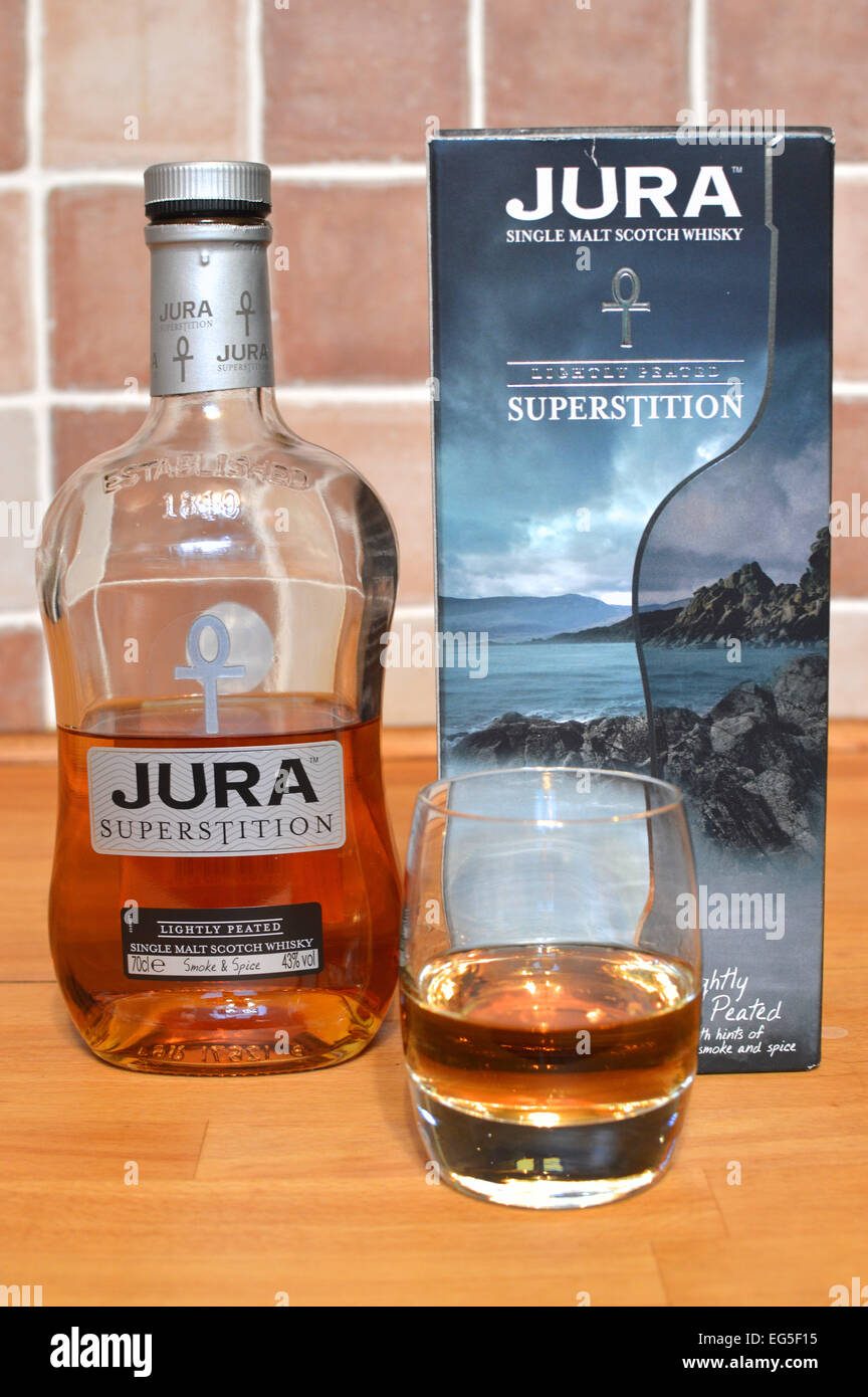 Jura  Superstition single malt whisky, distilled on the Isle of Jura, Scotland. Stock Photo