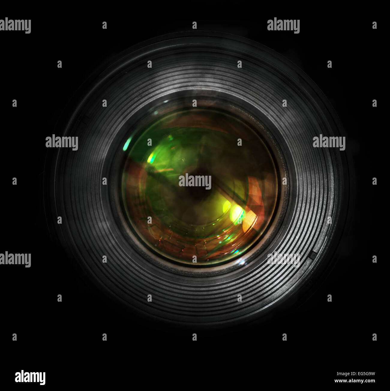 DSLR camera lens, front view, black background Stock Photo Alamy