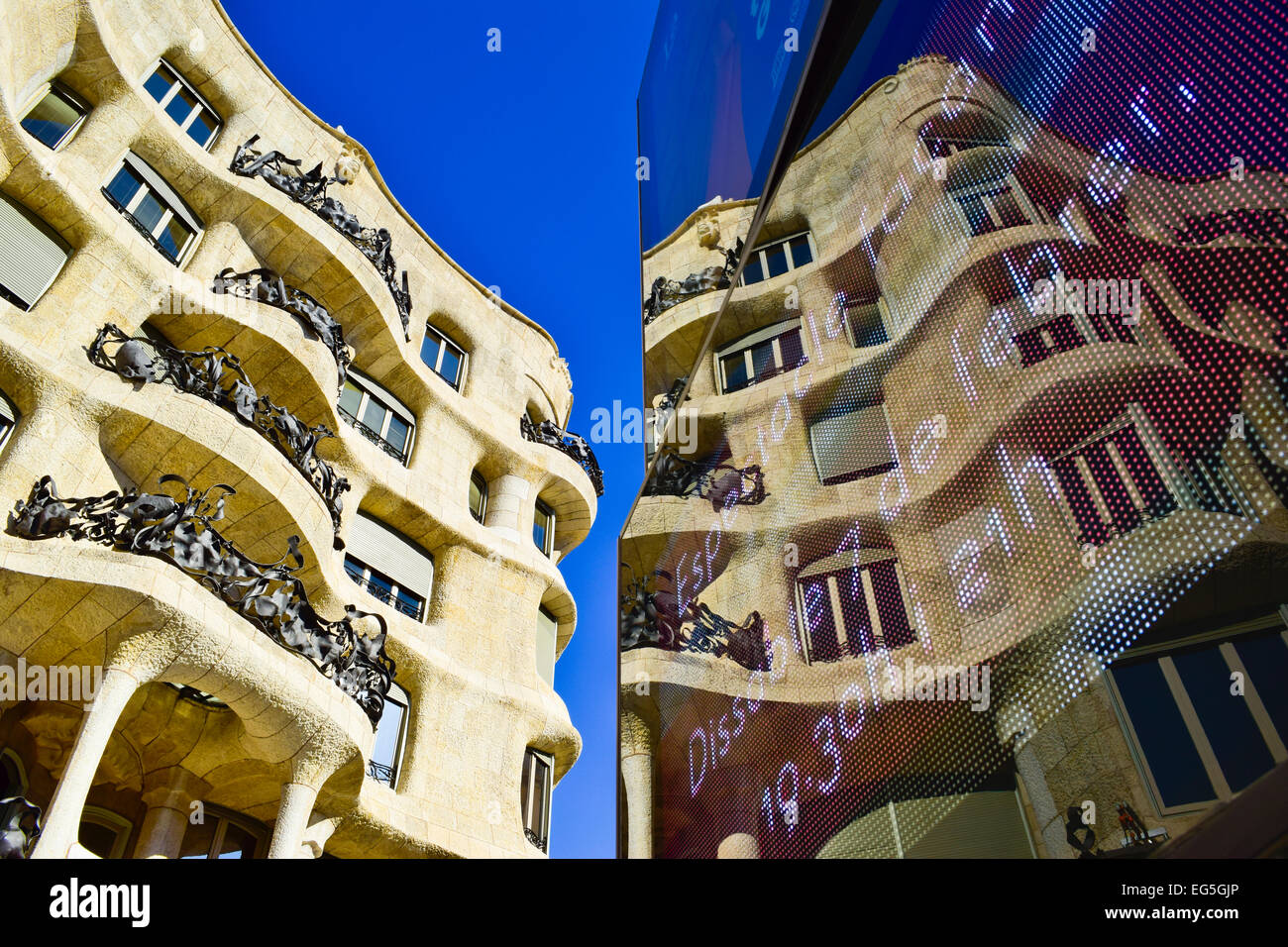 Mila house aka La Pedrera, Designed by Antoni Gaudi architect. Barcelona, Catalonia, Spain. Stock Photo