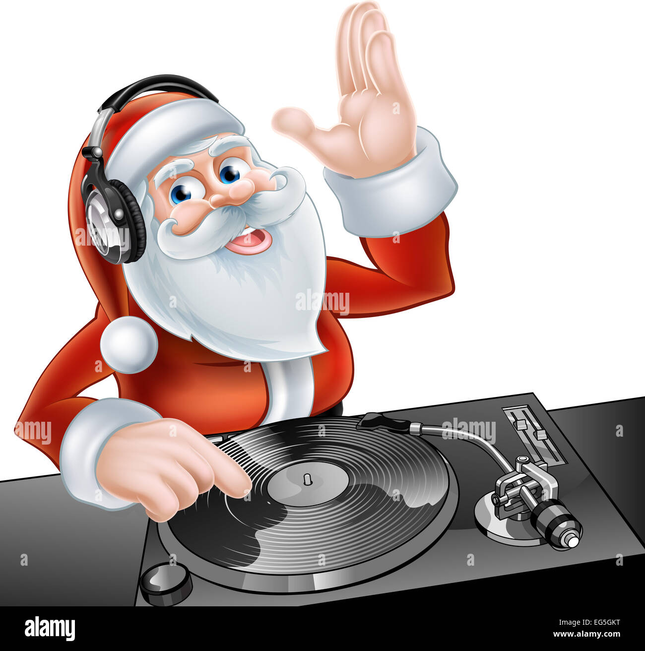 An illustration of cute cartoon Santa Claus DJ at the decks with headphones on Stock Photo - Alamy An illustration of cute cartoon Santa Claus DJ at the decks with headphones on Stock Photo - Alamy