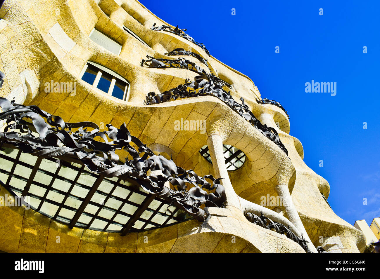 Casa Mila aka La Pedrera designed by Antoni Gaudi architect. Barcelona