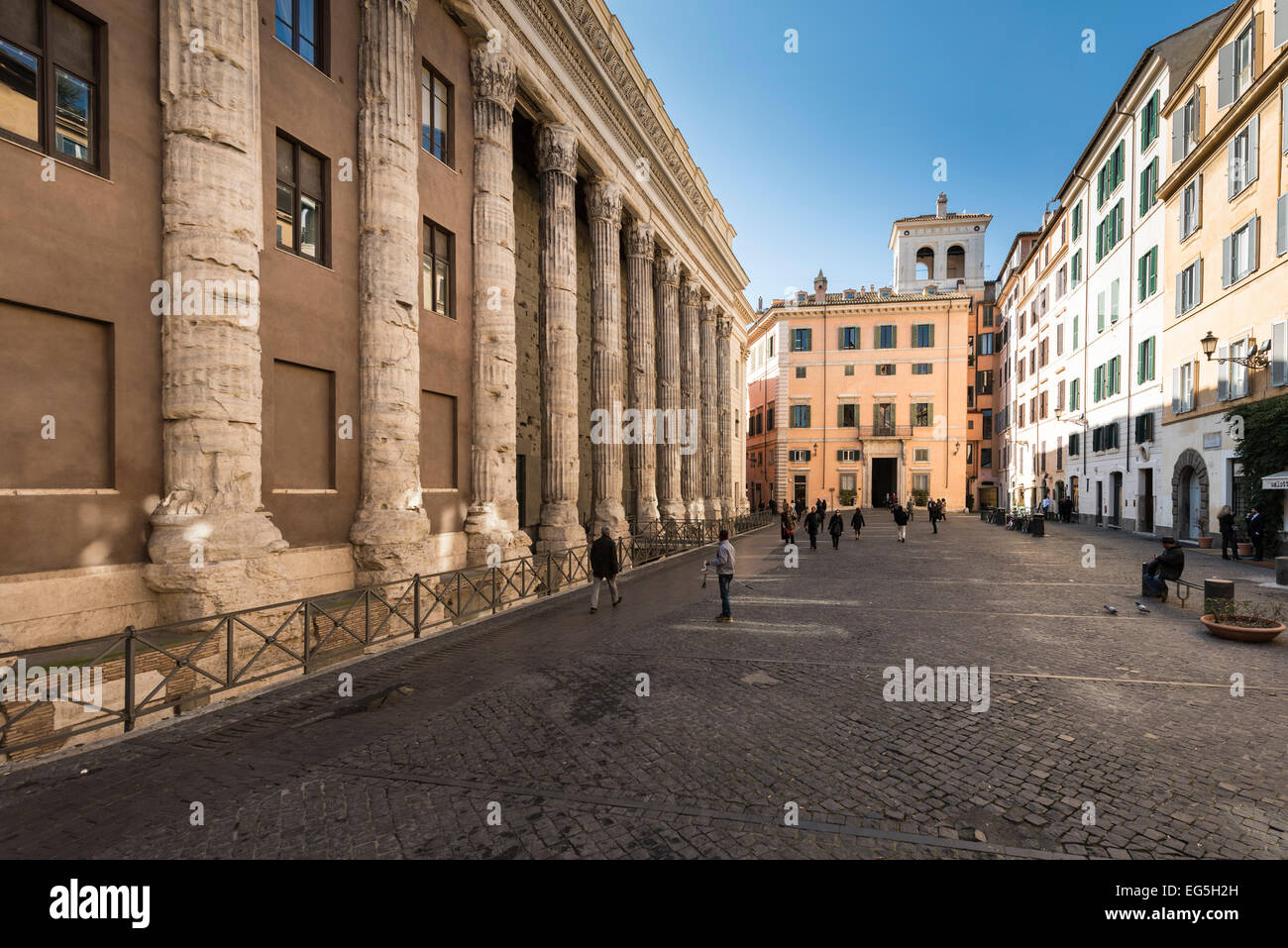 Rome. Italy. Remnants of the Temple of Hadrian on Piazza di Pietra. Tempio di Adriano. Stock Photo