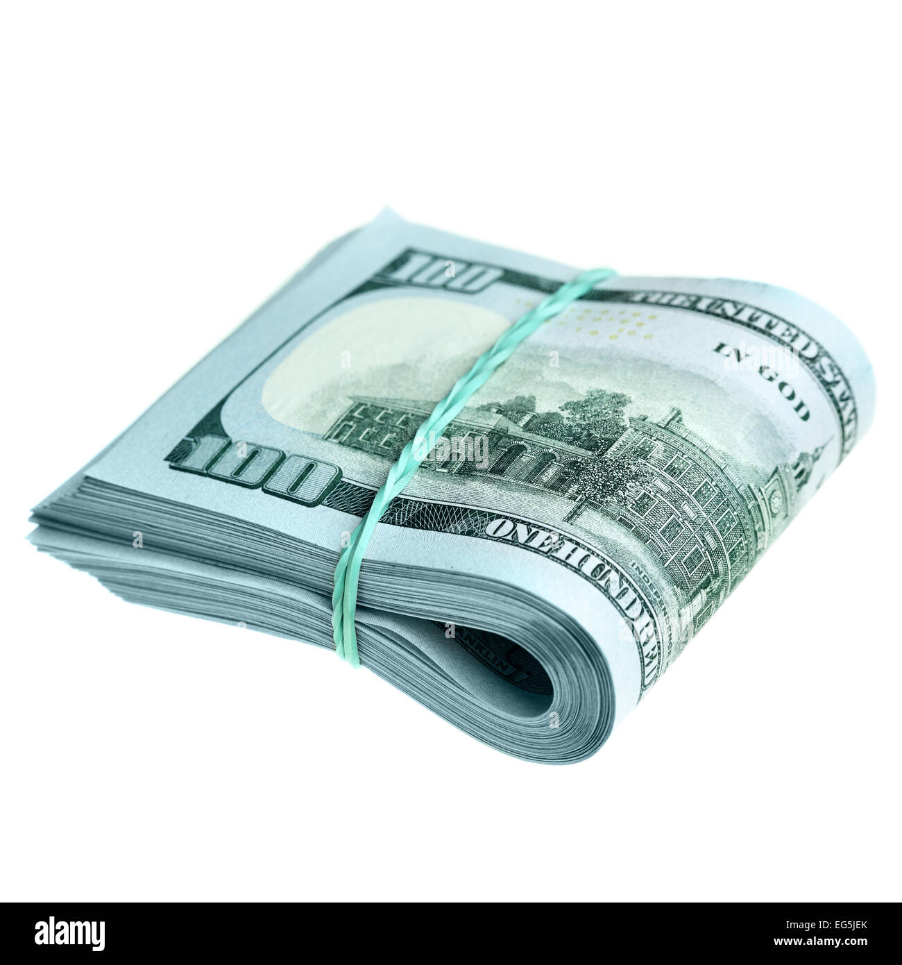 Hundred dollar bills isolated over the white background Stock Photo