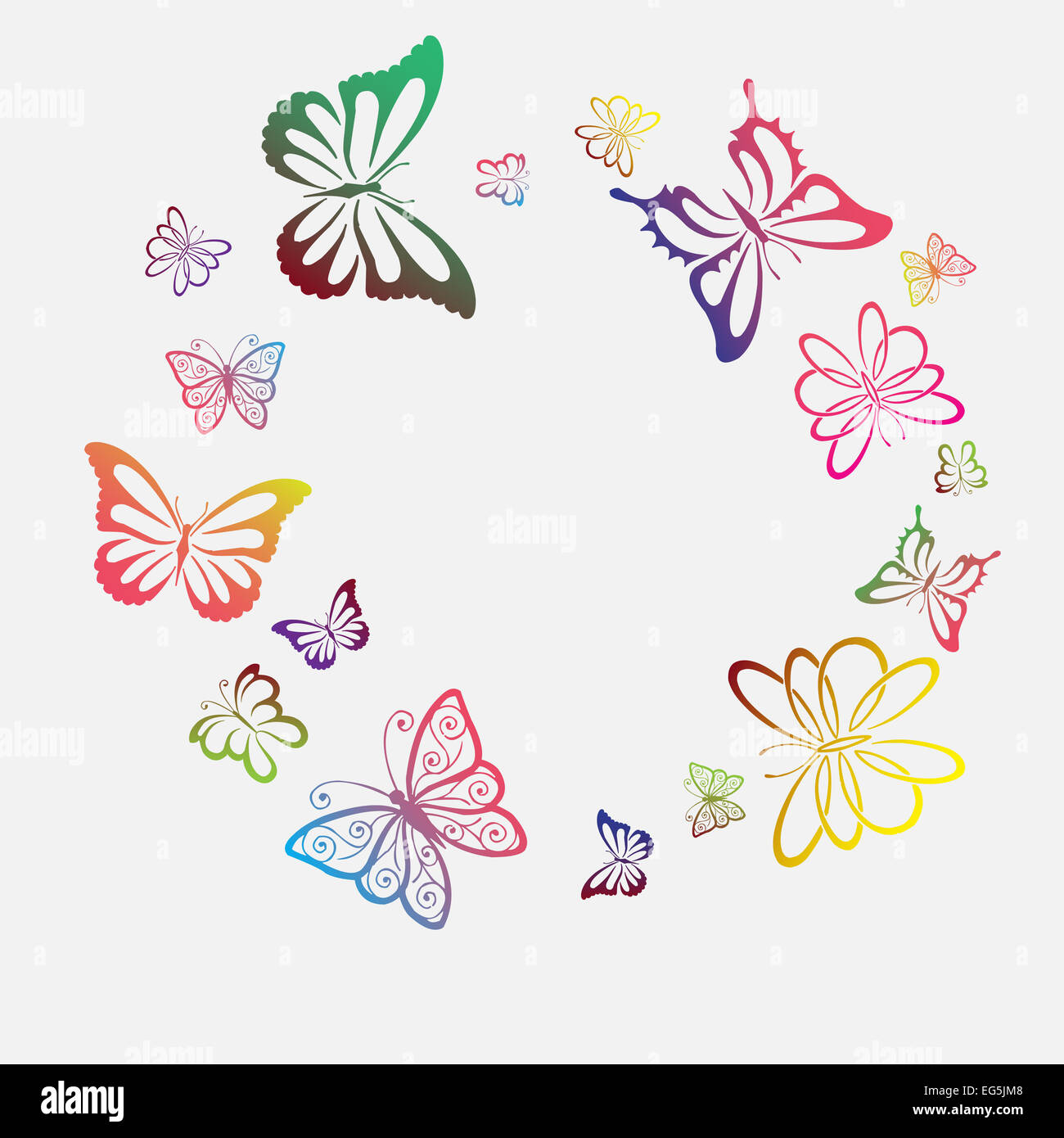 Circle of flying butterflies Stock Photo Alamy