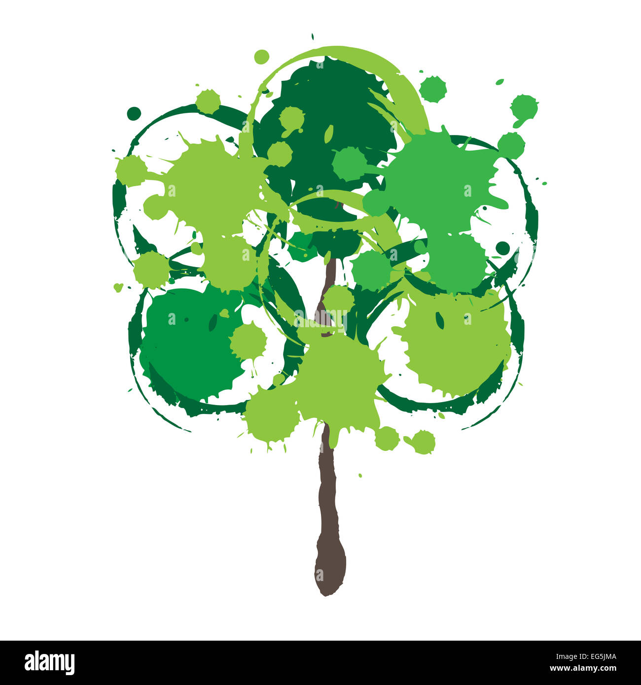 Green tree in grunge style Stock Photo - Alamy
