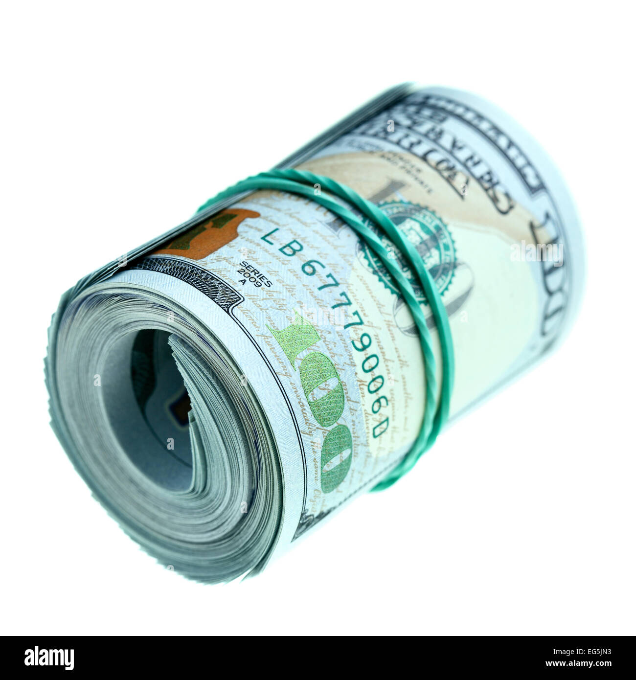 Roll of dollars isolated over the white background Stock Photo