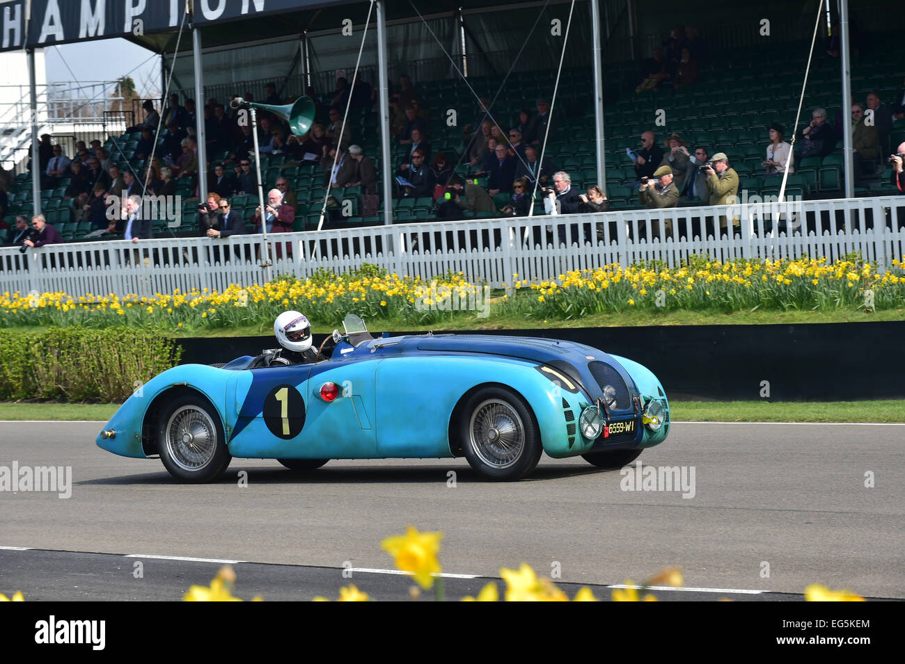 Stephen Gentry, Bugatti 57G, tank, Grover-Williams Trophy, 72nd members Meeting, Goodwood, GRRC, historic racing. Stock Photo