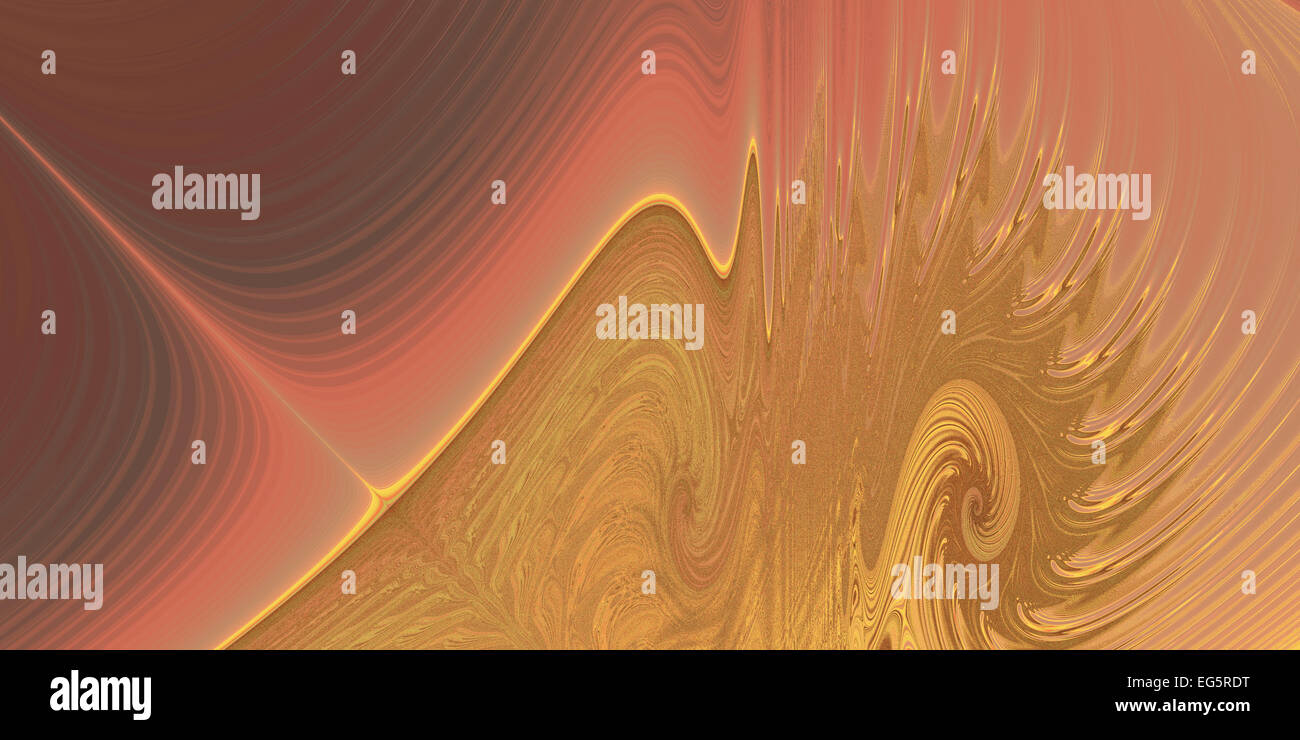 An abstract fractal design representing interweaving swirls in golden colors. Stock Photo