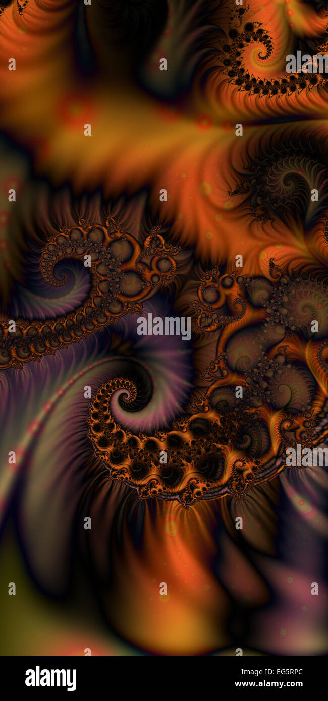 An abstract fractal design representing interweaving swirls in multiple colors. Stock Photo
