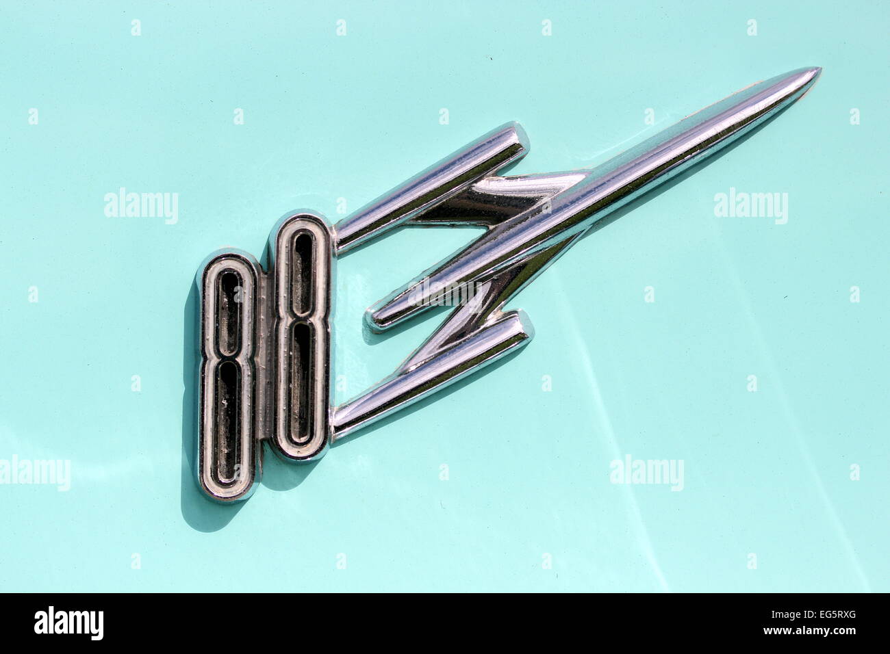 Car badge from a Oldsmobile Rocket 88 Stock Photo
