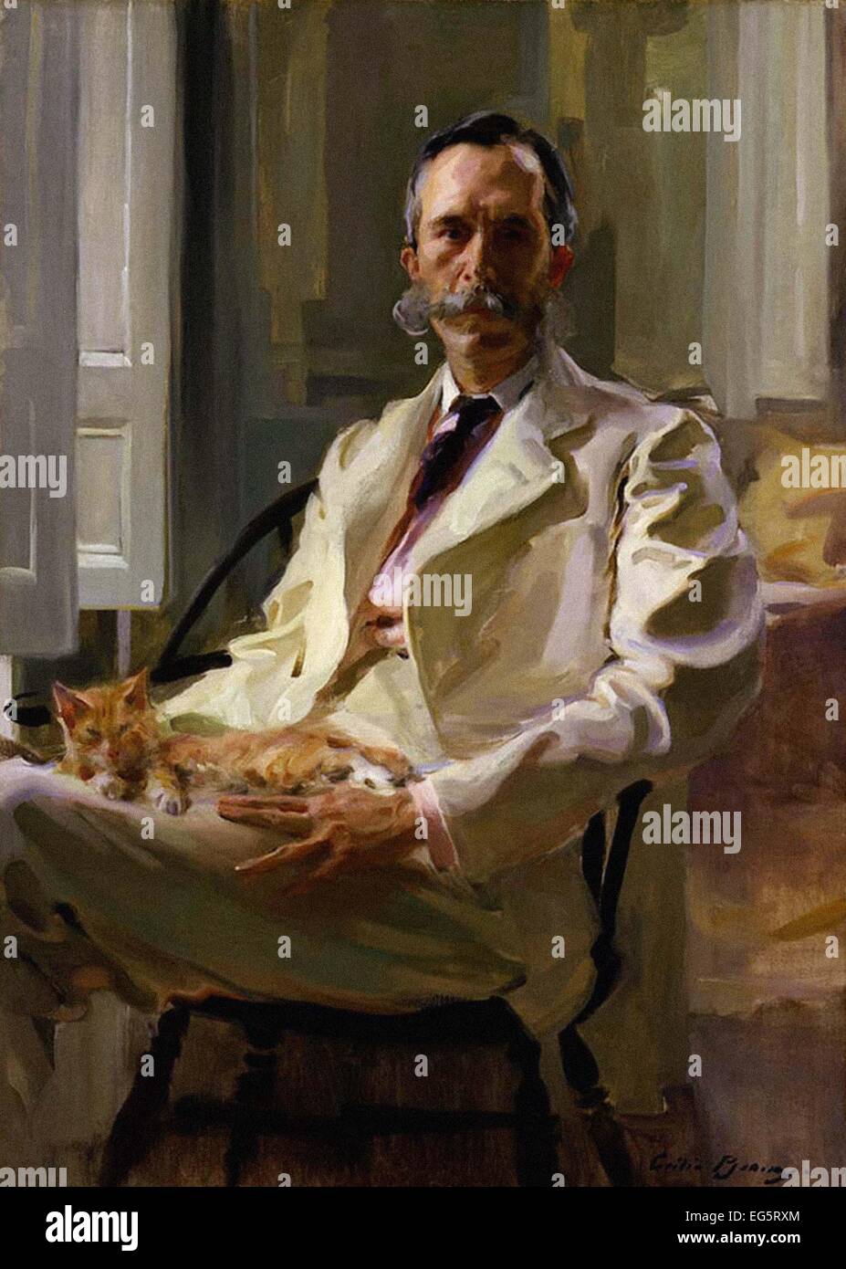 Cecilia Beaux  Man with Cat (Henry Sturgis Drinker) Stock Photo