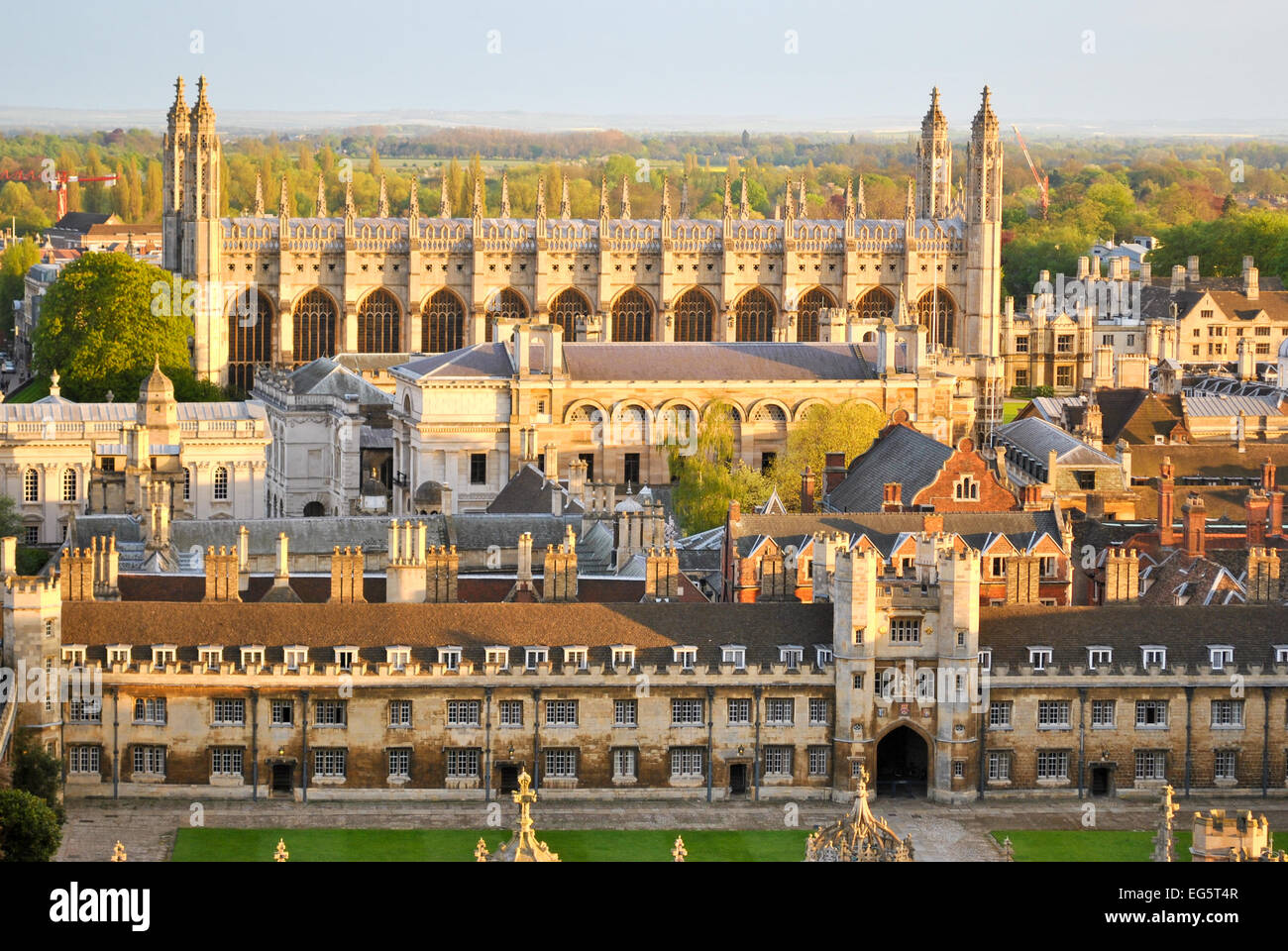 Aerial view of historical buildings in Cambridge Stock Photo
