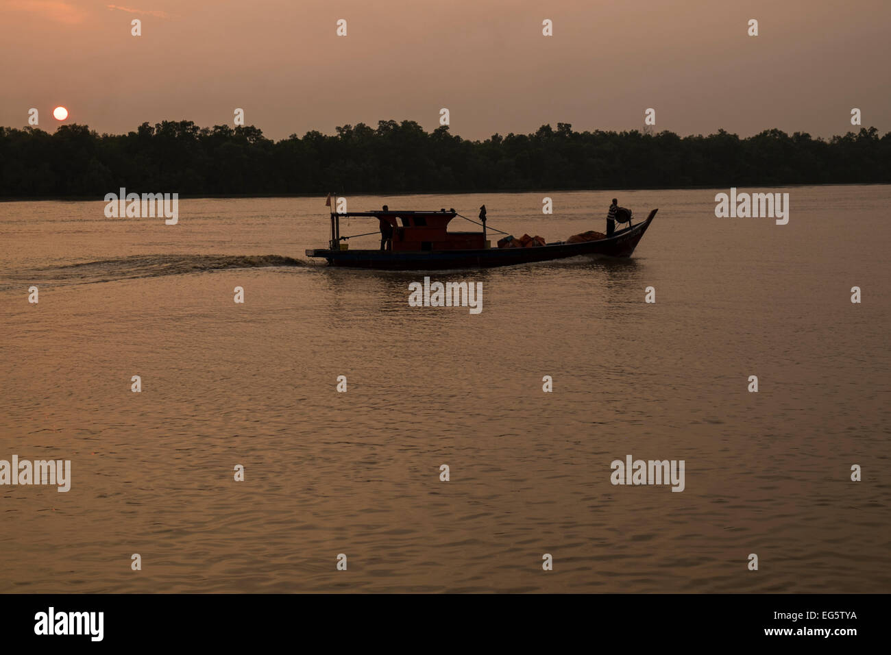 Traditional Malay boats on the river at Kuala Selangor, Malaysia. Stock Photo