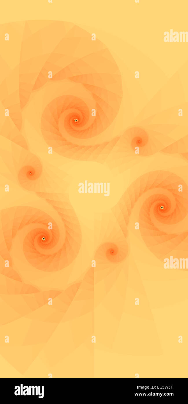 An abstract fractal design representing interweaving swirls in gold, yellow and orange colors. Stock Photo