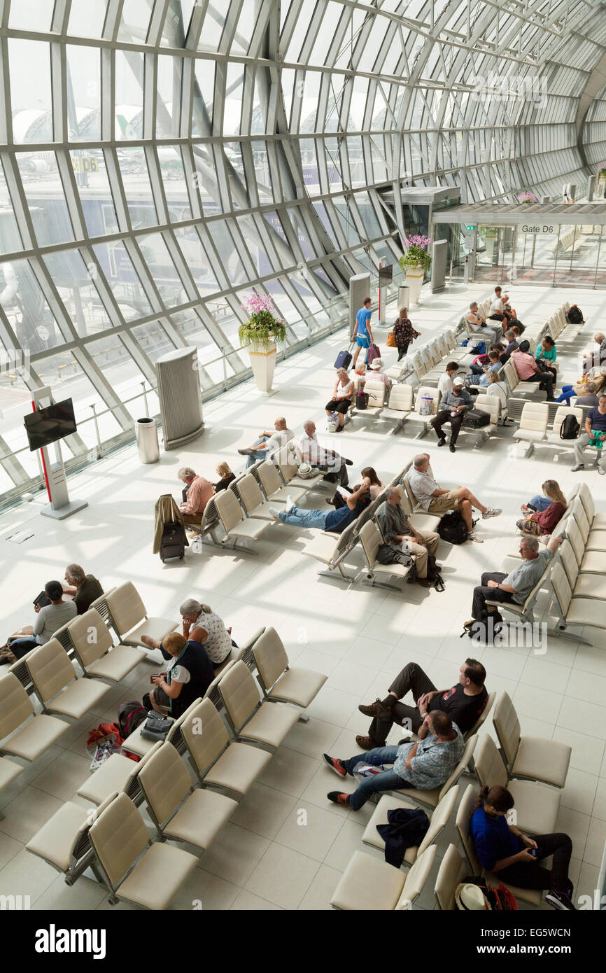 People at the gate in the departure lounge, Suvarnabhumi airport